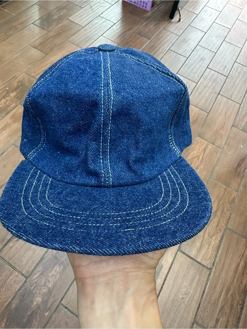 Denim Blue Unbranded Cotton Workwear Cap